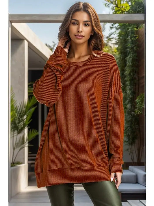 Wave Rib Oversized Sweatshirt | Choose Color