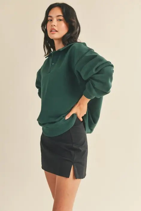 Dark Green Oversized Cozy Sweatshirt