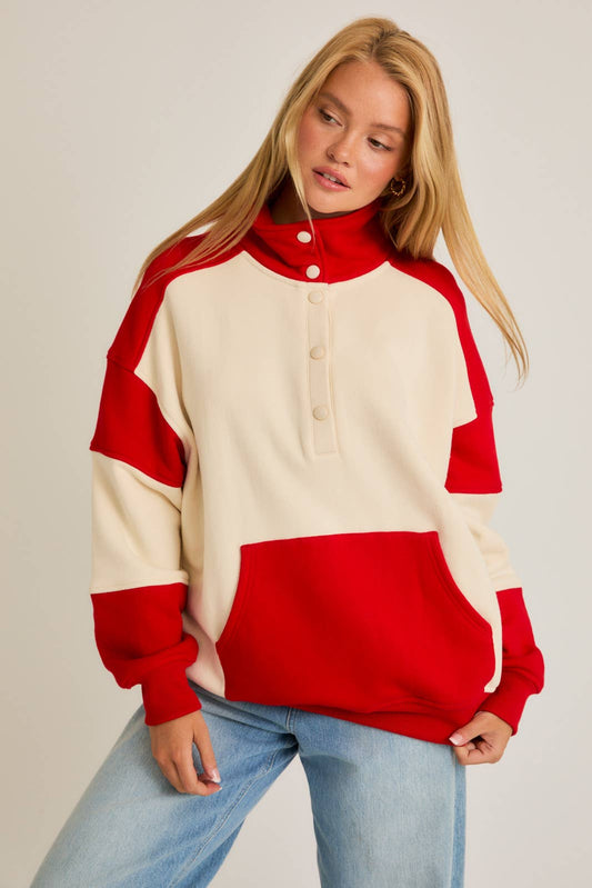 Oversized Color Blocked Pull Over