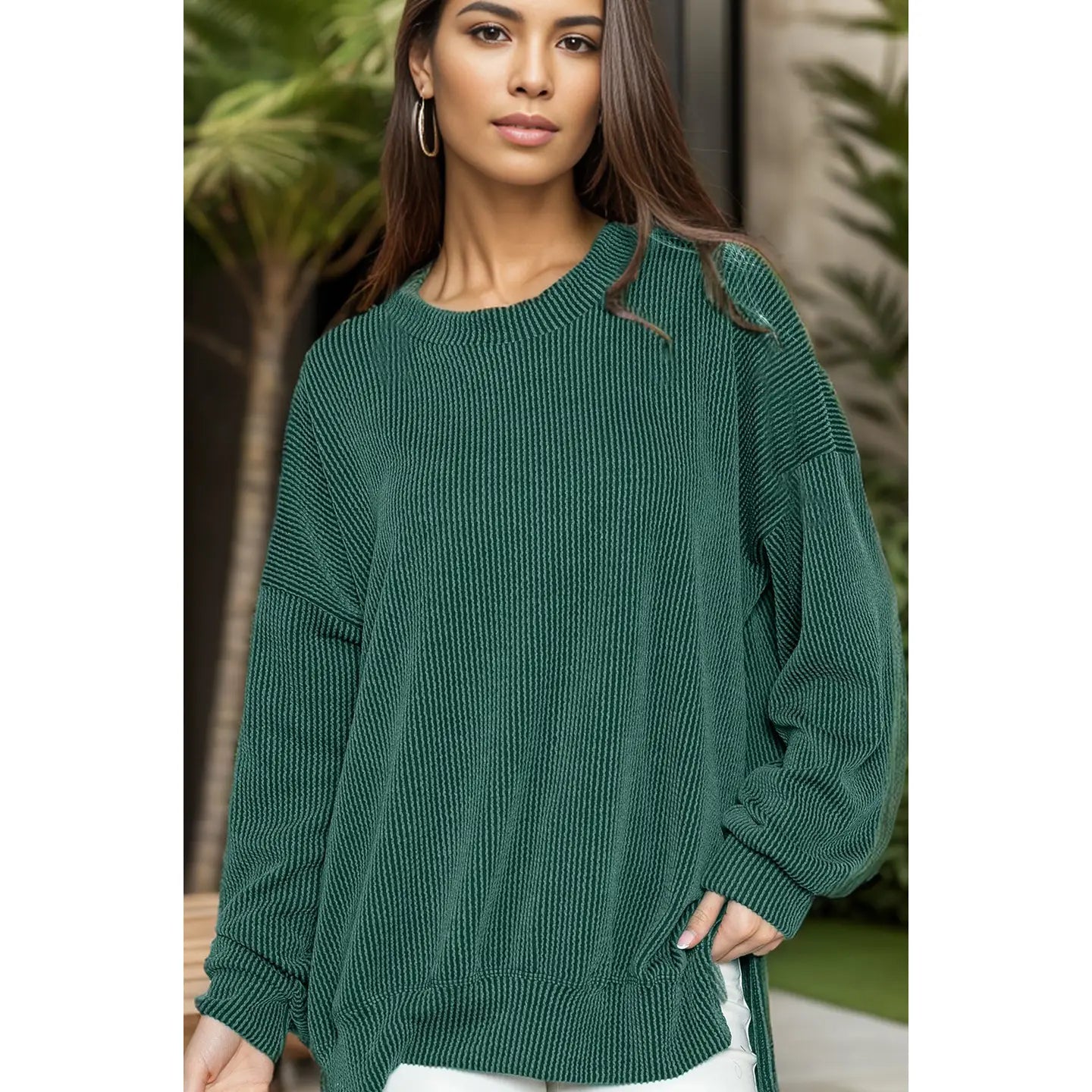 Wave Rib Oversized Sweatshirt | Choose Color