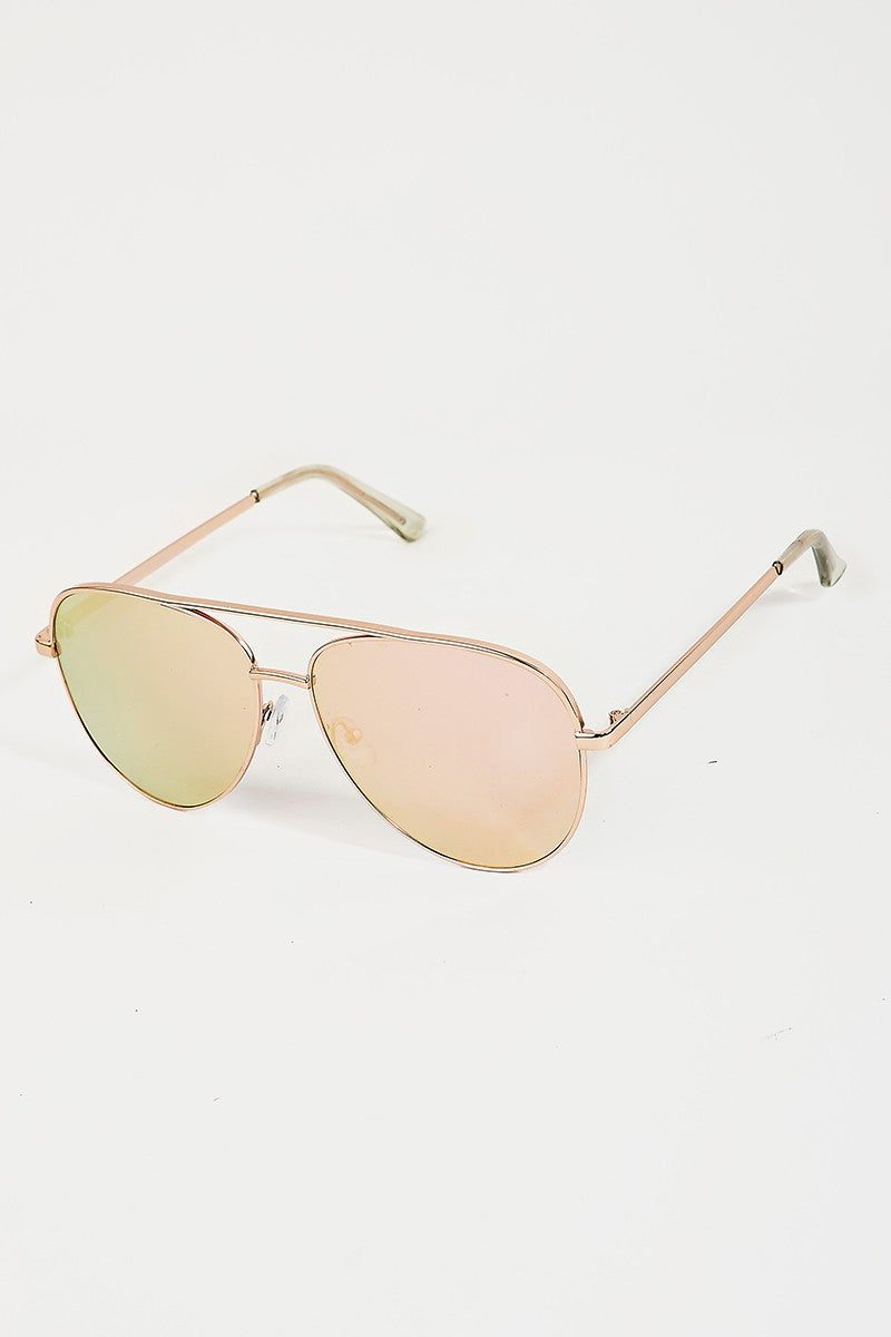 Mirrored Metal Frame Aviator Sunglasses