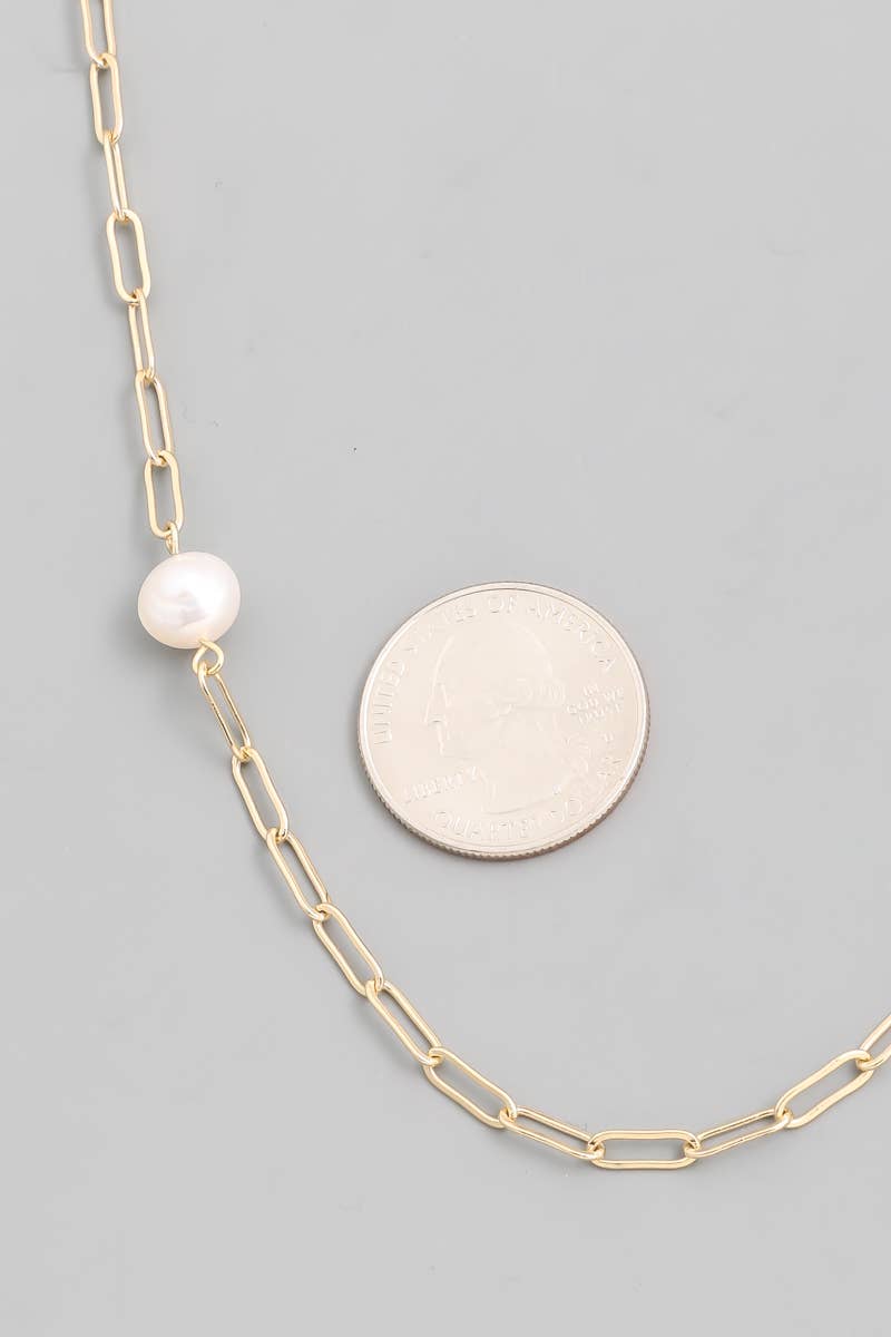 Long Pearl Chain Necklace