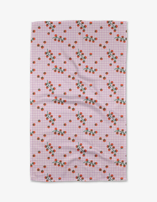 Geometry Tomato Gingham Tea Towel