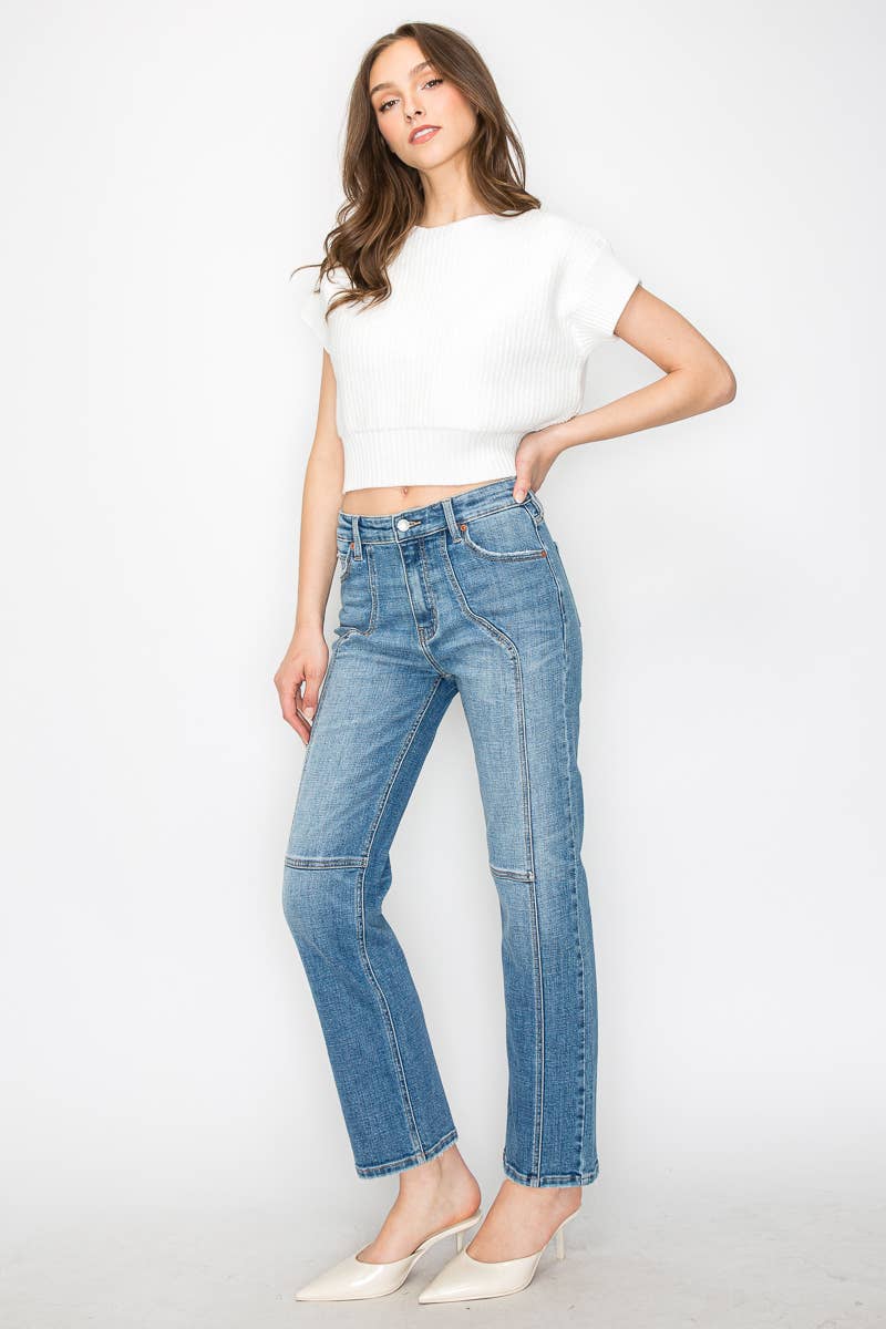 Detail Stitch High-Waisted Stretch Jeans