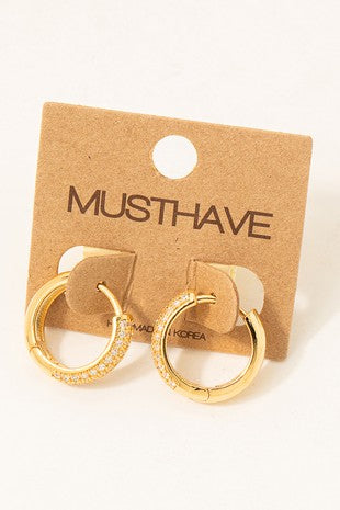 Pave Studded Latch Hoop Earrings