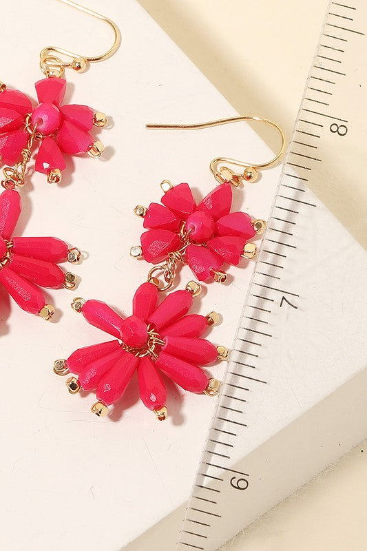 Beaded Flower Dangle Earrings | Choose Color