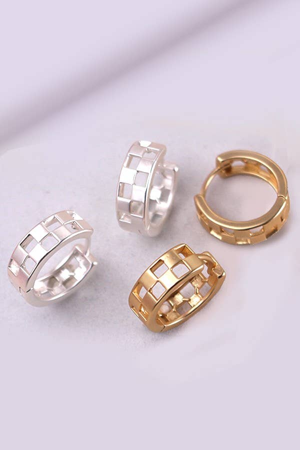 Mini Checker Huggie Hoop Earrings