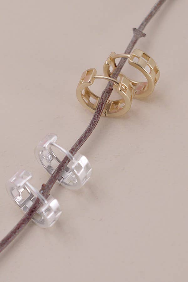 Mini Checker Huggie Hoop Earrings