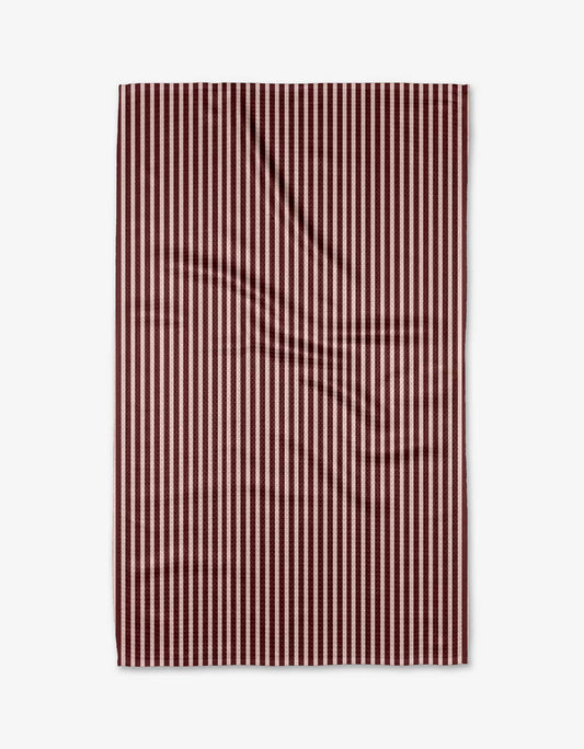 Geometry Cranberry Stripe Tea Towel