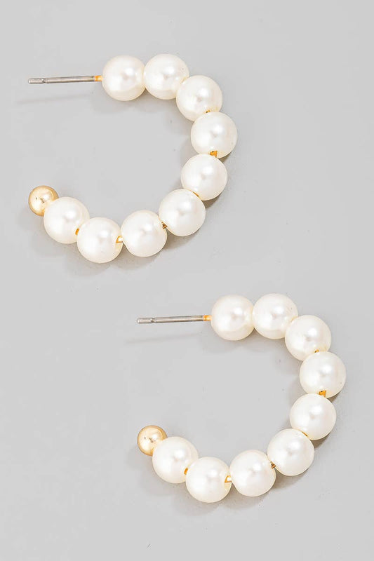 Pearl Beaded Hoop Earrings