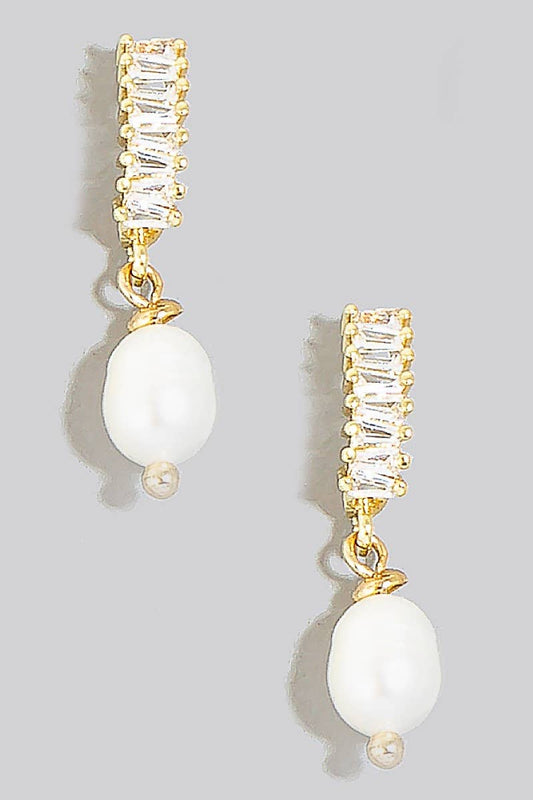 Pearl Charm Dangle Earrings