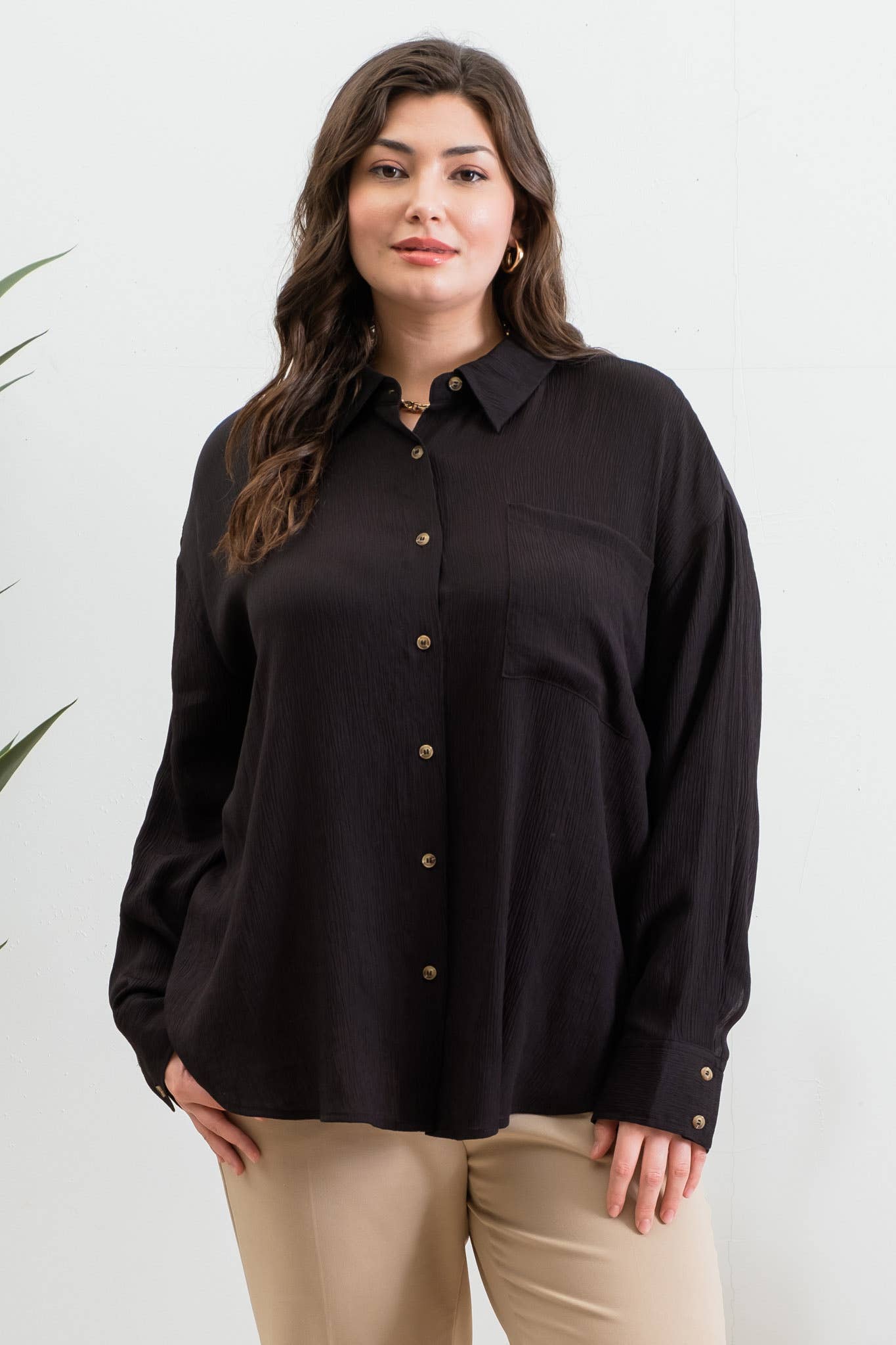 Plus Tara Button Down Top