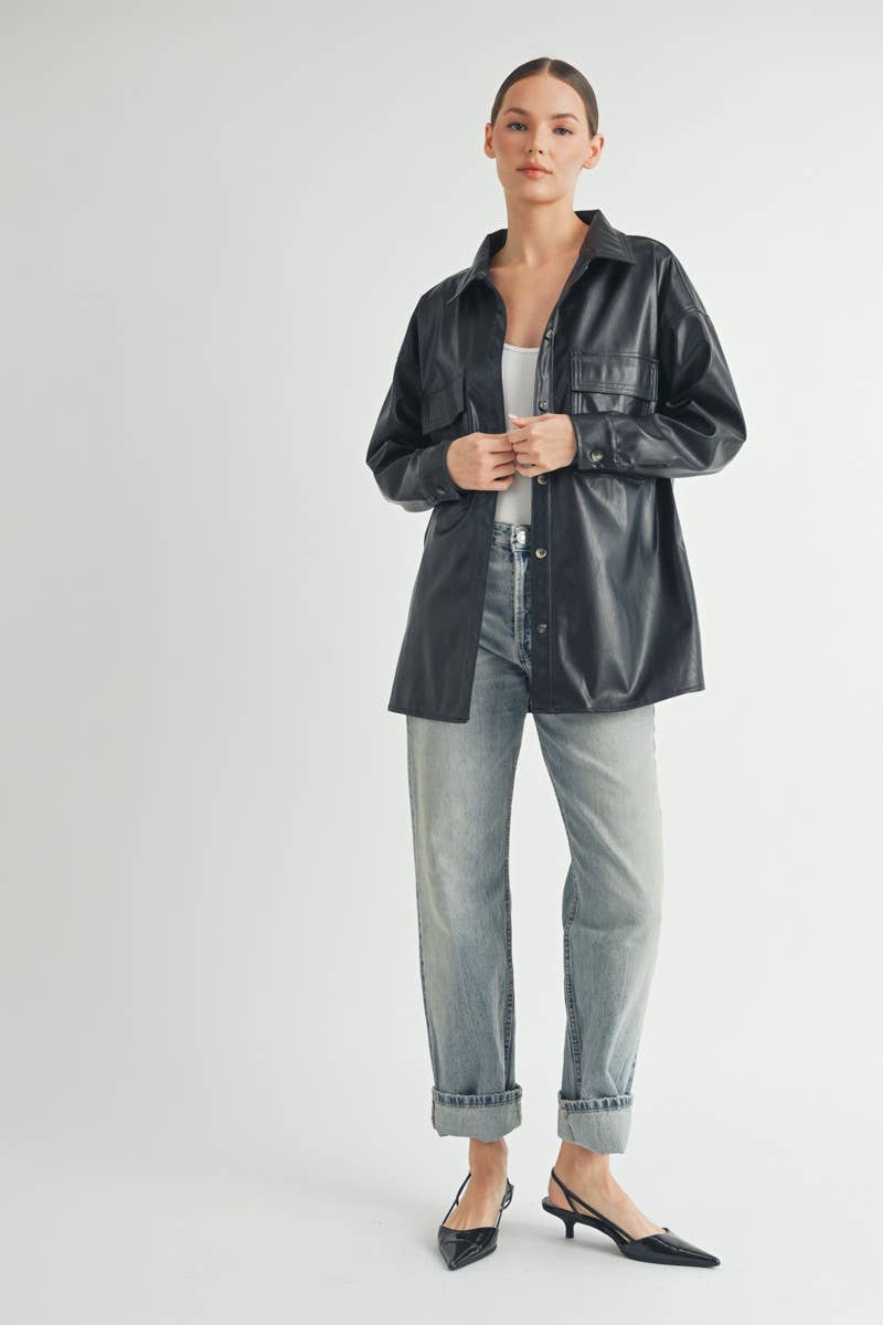 Akeley Faux Leather Oversize Jacket