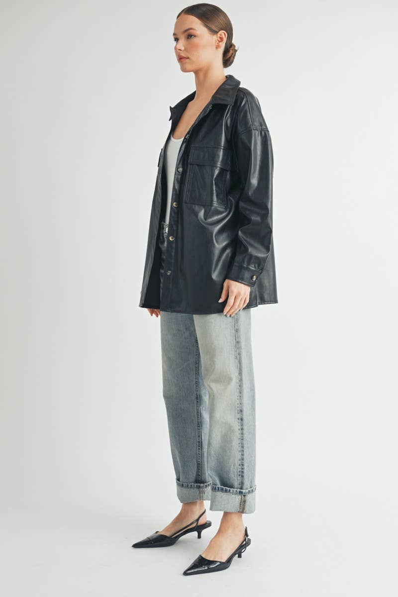 Akeley Faux Leather Oversize Jacket