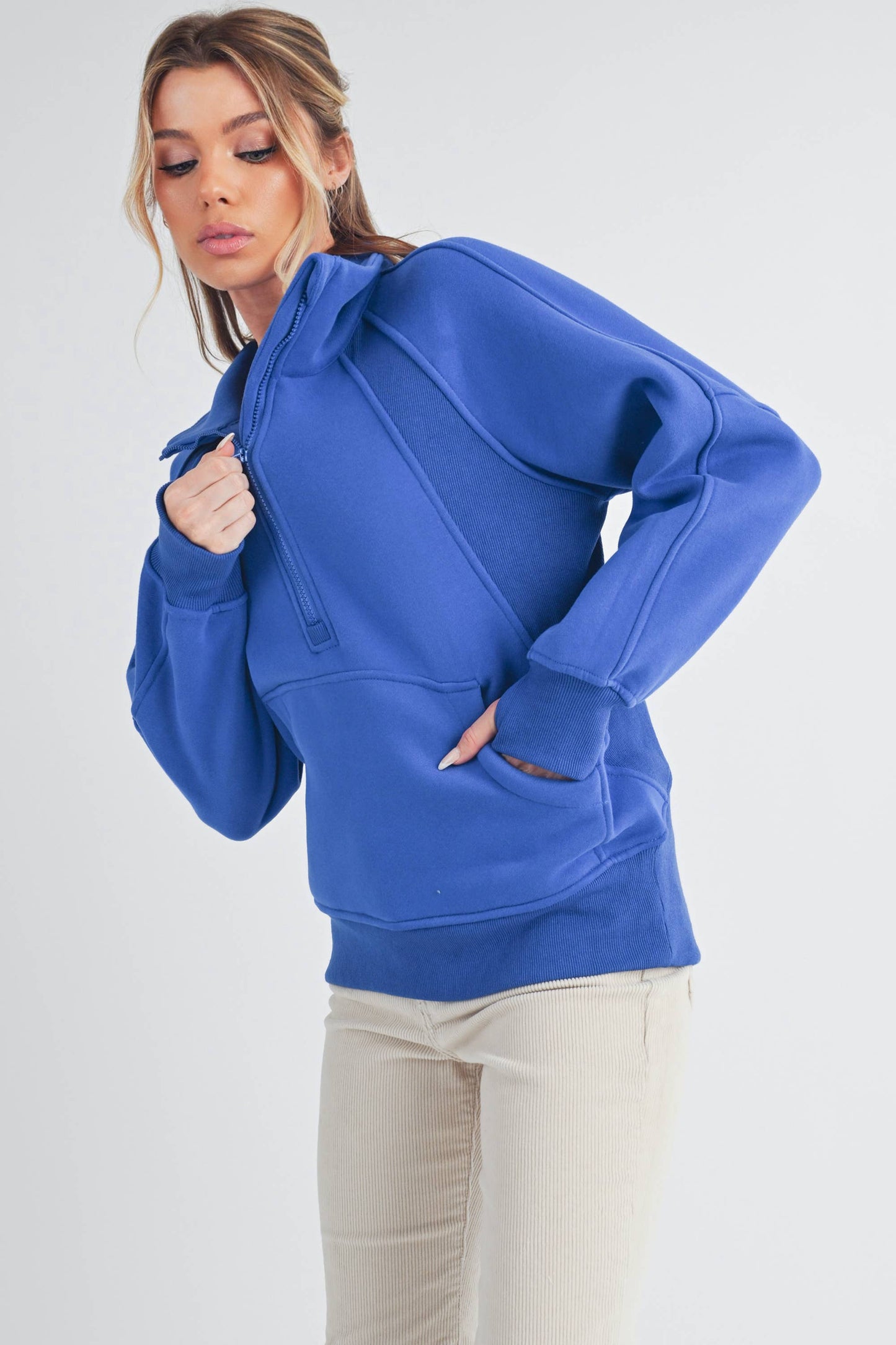 Long Elle Half Zip Sweatshirt