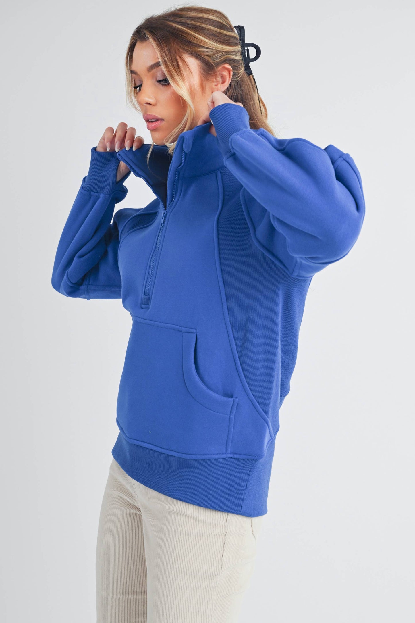 Long Elle Half Zip Sweatshirt