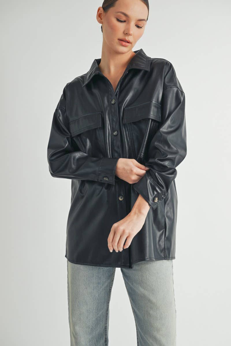 Akeley Faux Leather Oversize Jacket