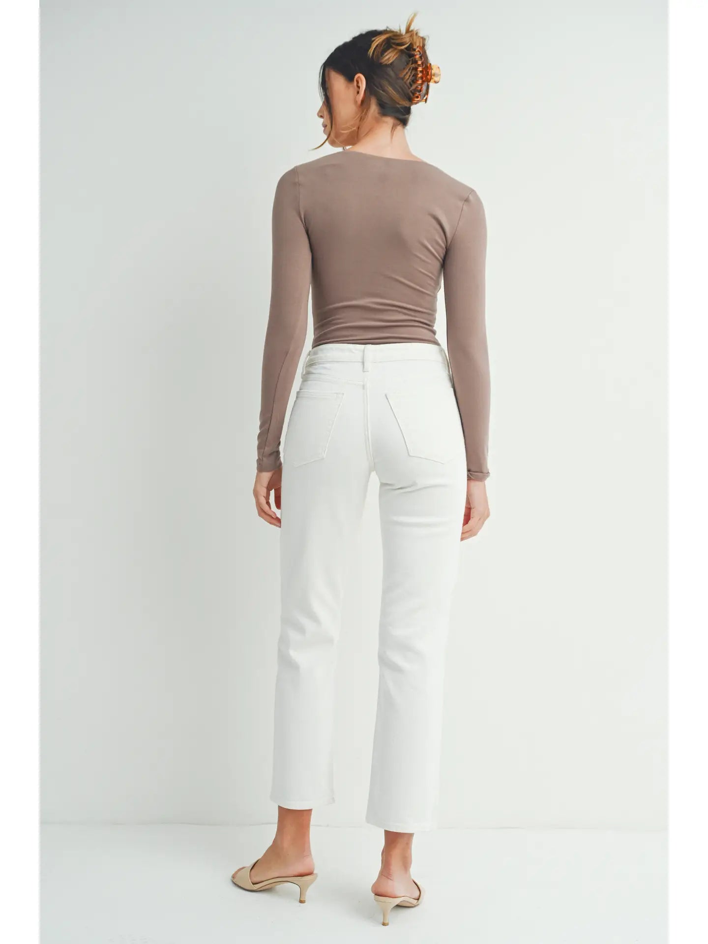 Pearly Clean Stretch Straight Jeans | Cream