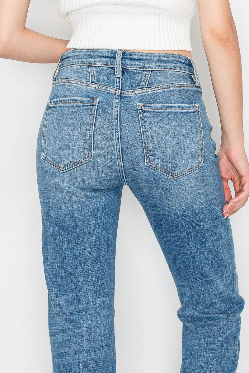 Detail Stitch High-Waisted Stretch Jeans