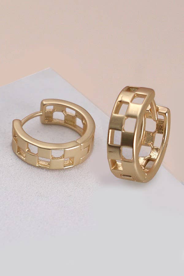 Mini Checker Huggie Hoop Earrings