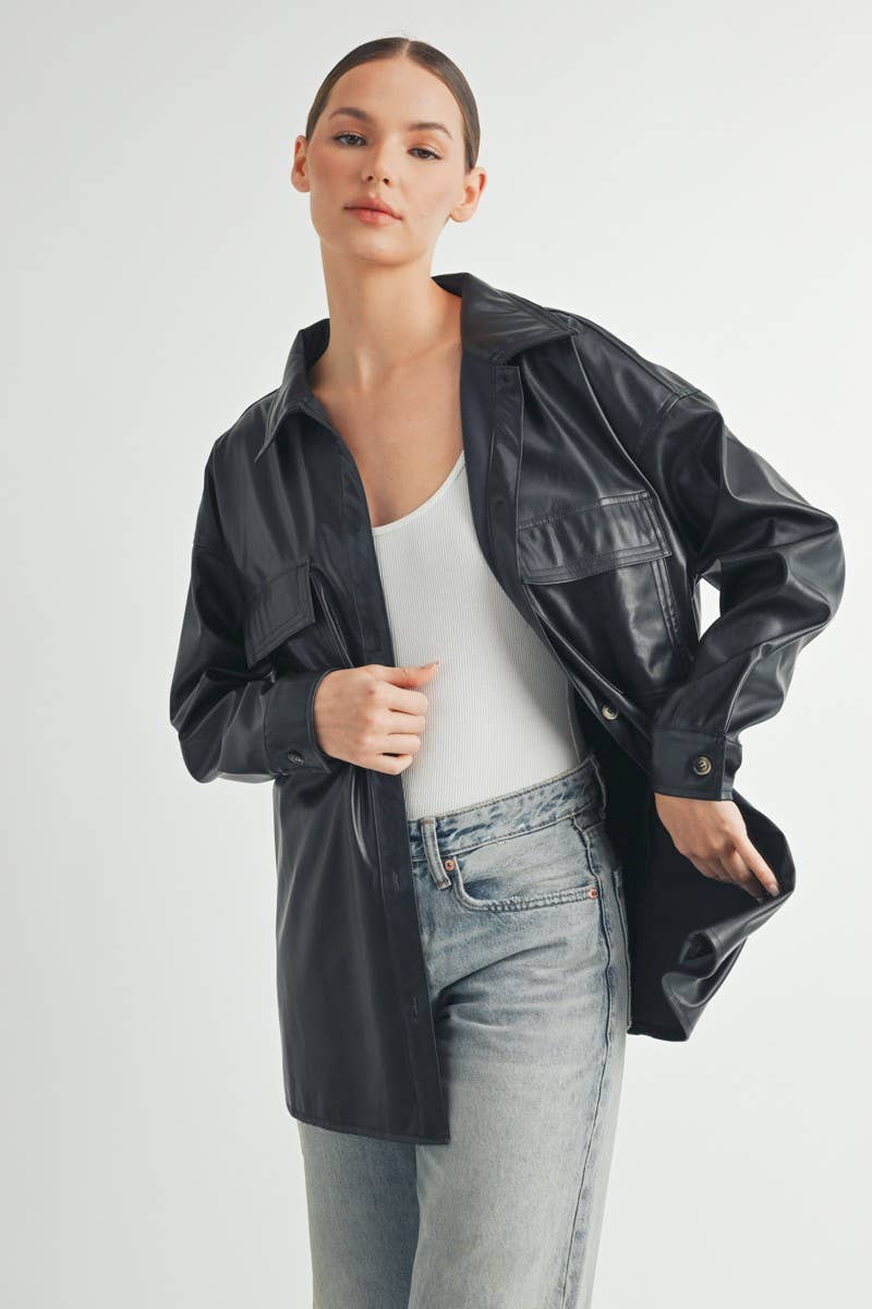 Akeley Faux Leather Oversize Jacket