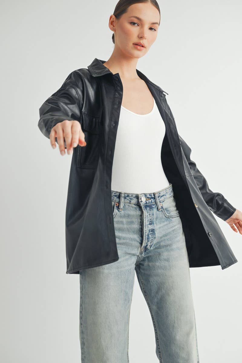 Akeley Faux Leather Oversize Jacket