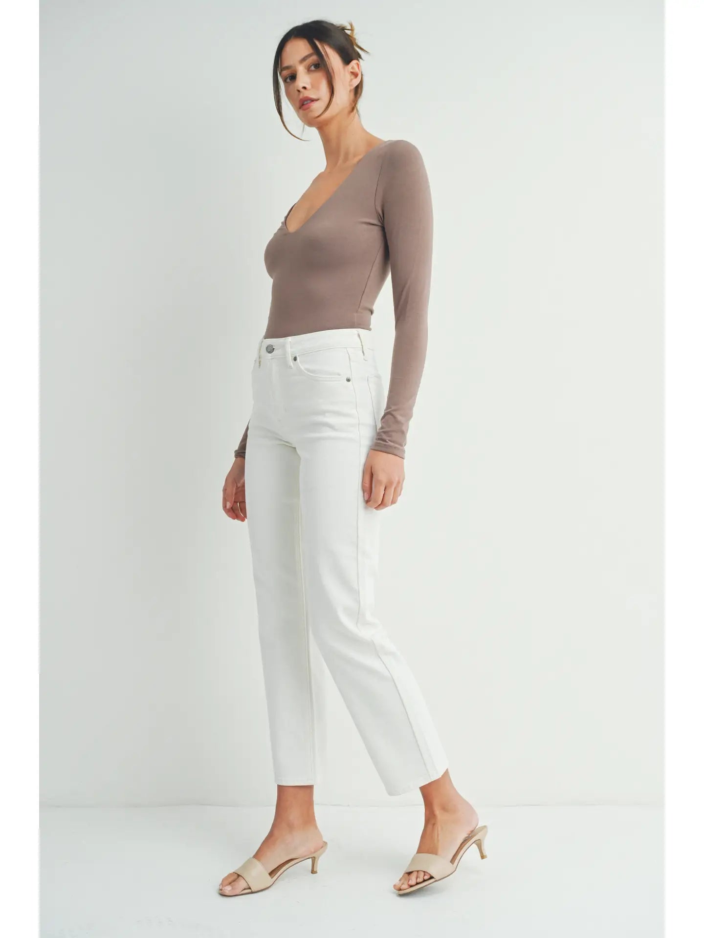 Pearly Clean Stretch Straight Jeans | Cream