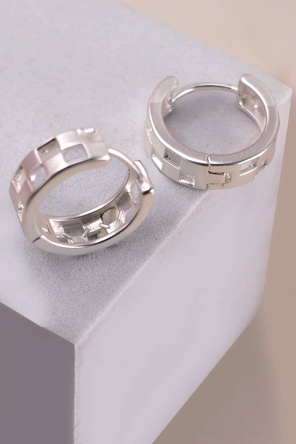 Mini Checker Huggie Hoop Earrings