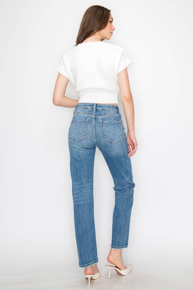 Detail Stitch High-Waisted Stretch Jeans