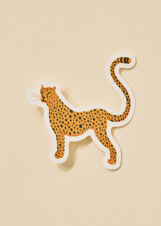 Cheetah Illustrated Cat Sticker