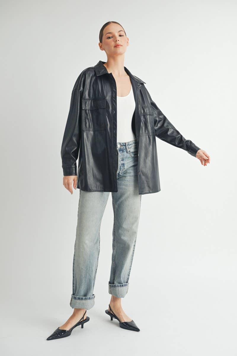 Akeley Faux Leather Oversize Jacket