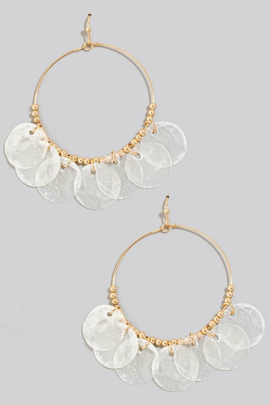 Shell Charms Hoop Dangle Earrings