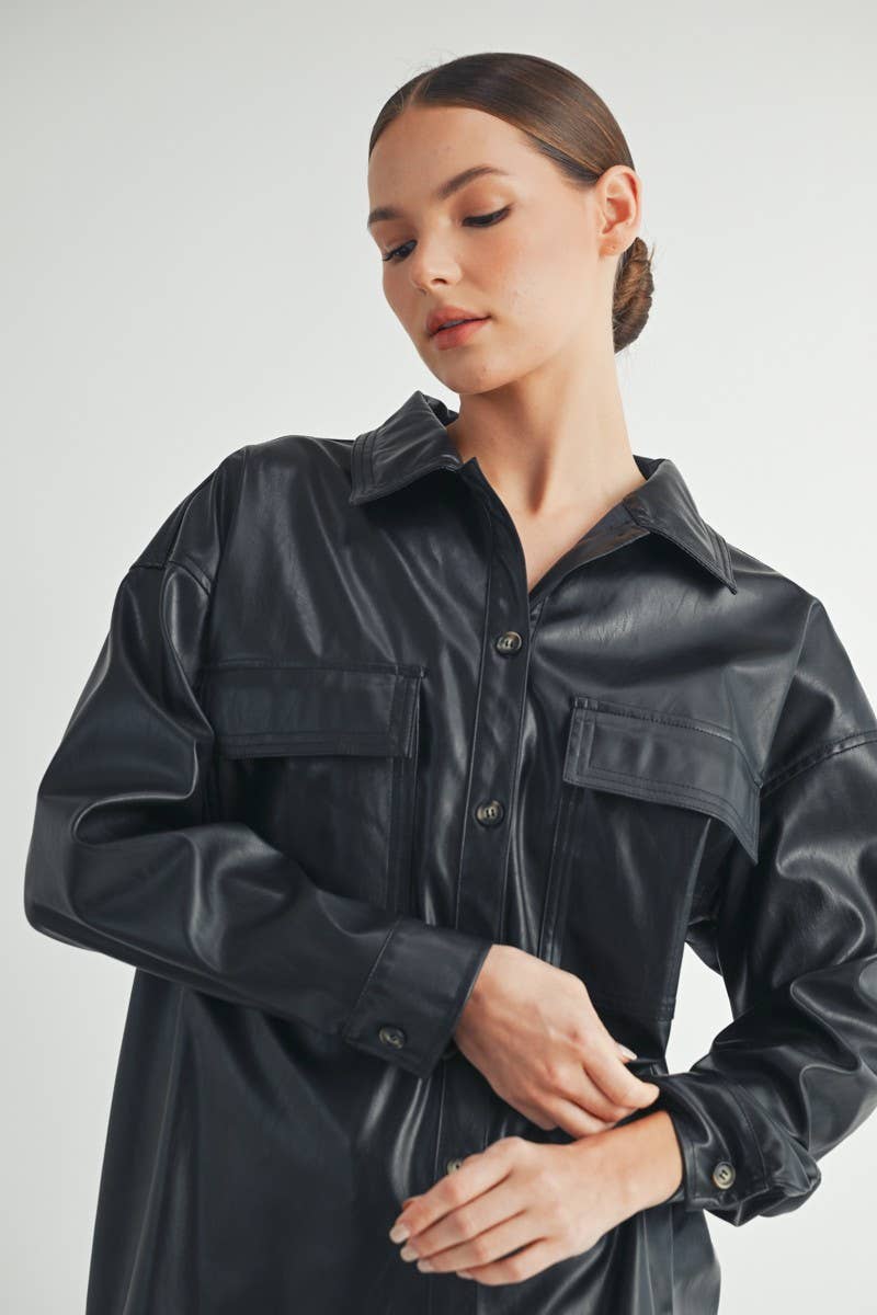 Akeley Faux Leather Oversize Jacket