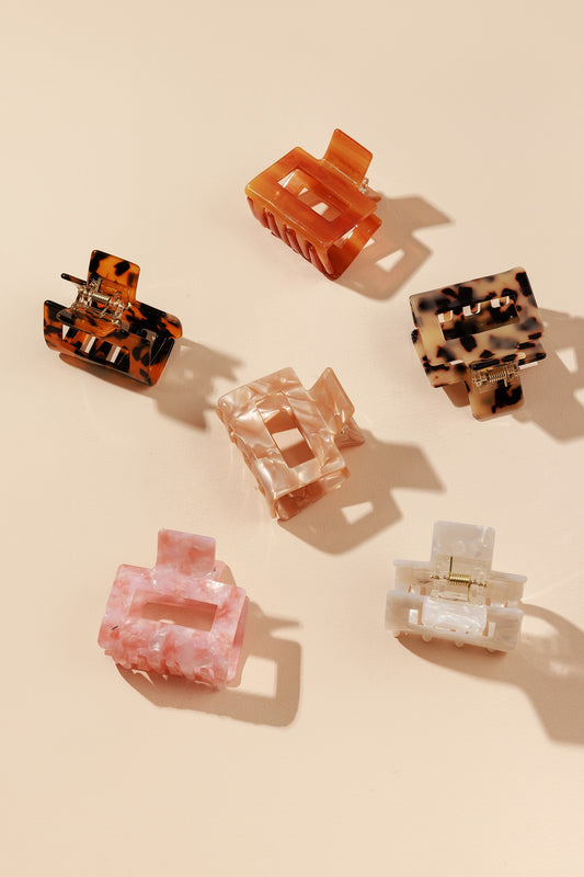 Tortoise Square Hair Claw Clip | Choose Color