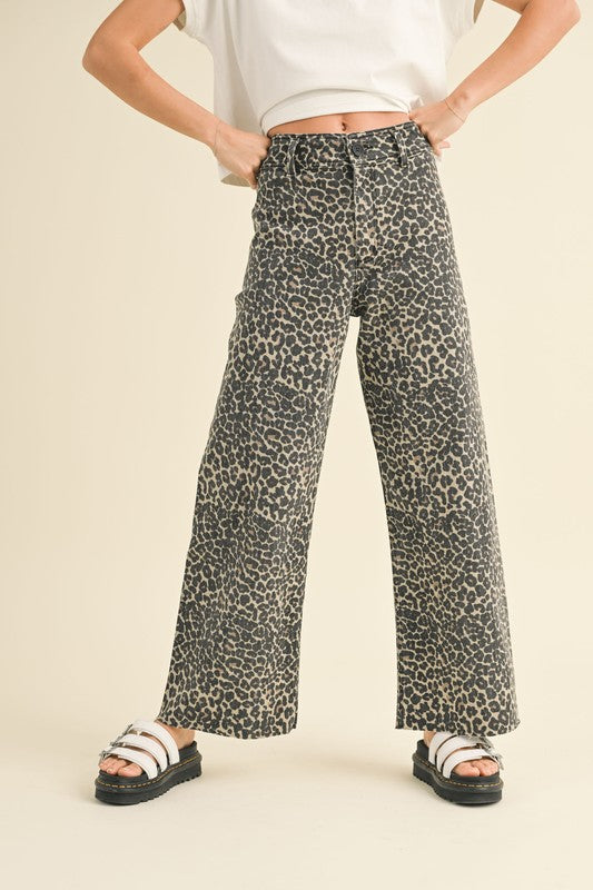 Leopard Print Straight Leg Jeans