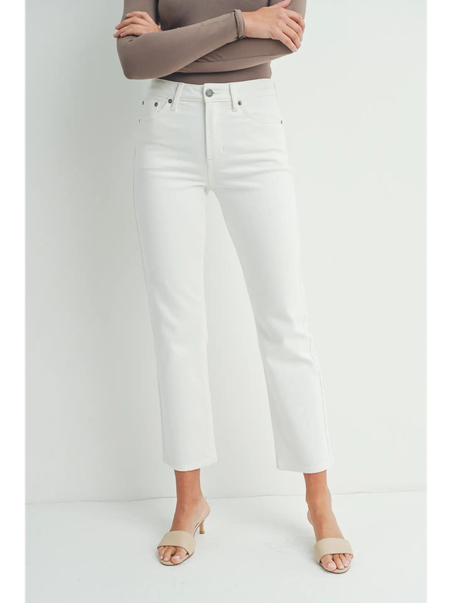 Pearly Clean Stretch Straight Jeans | Cream