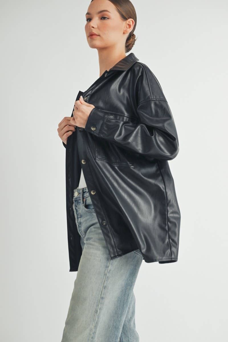 Akeley Faux Leather Oversize Jacket