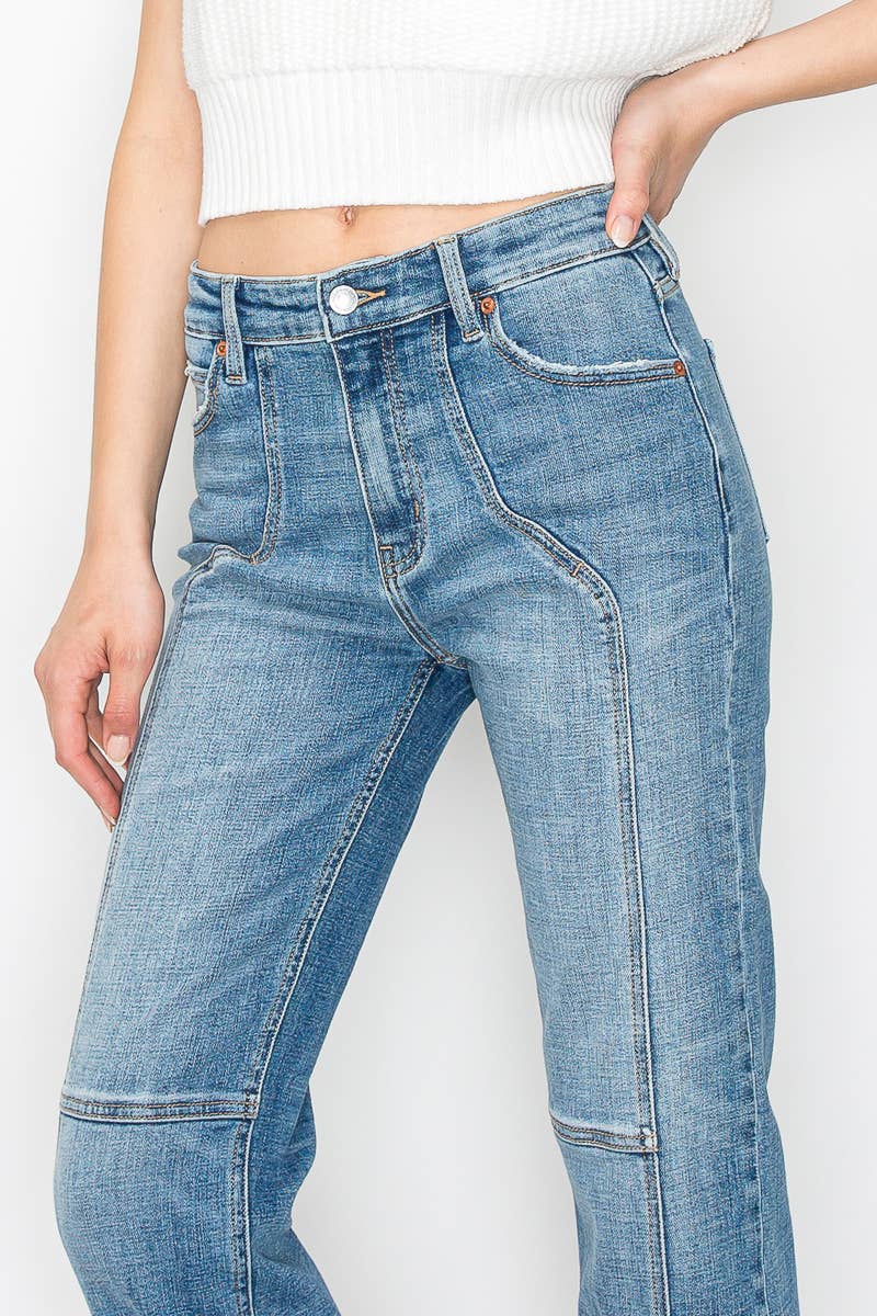 Detail Stitch High-Waisted Stretch Jeans