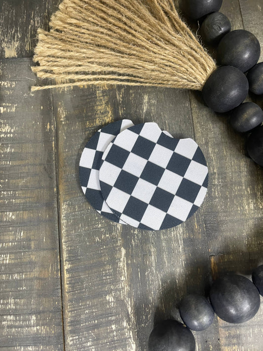 Black Checkered Car Coasters