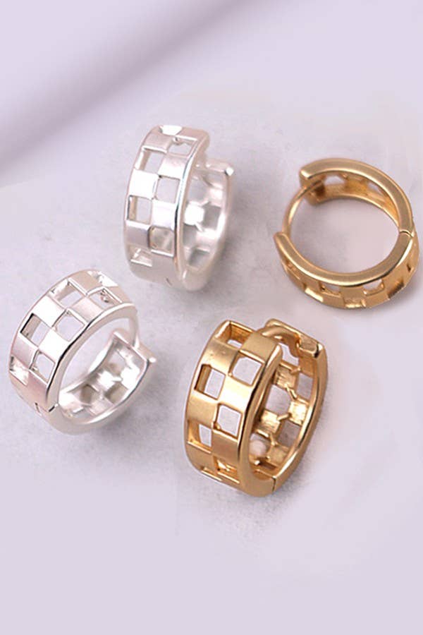 Mini Checker Huggie Hoop Earrings