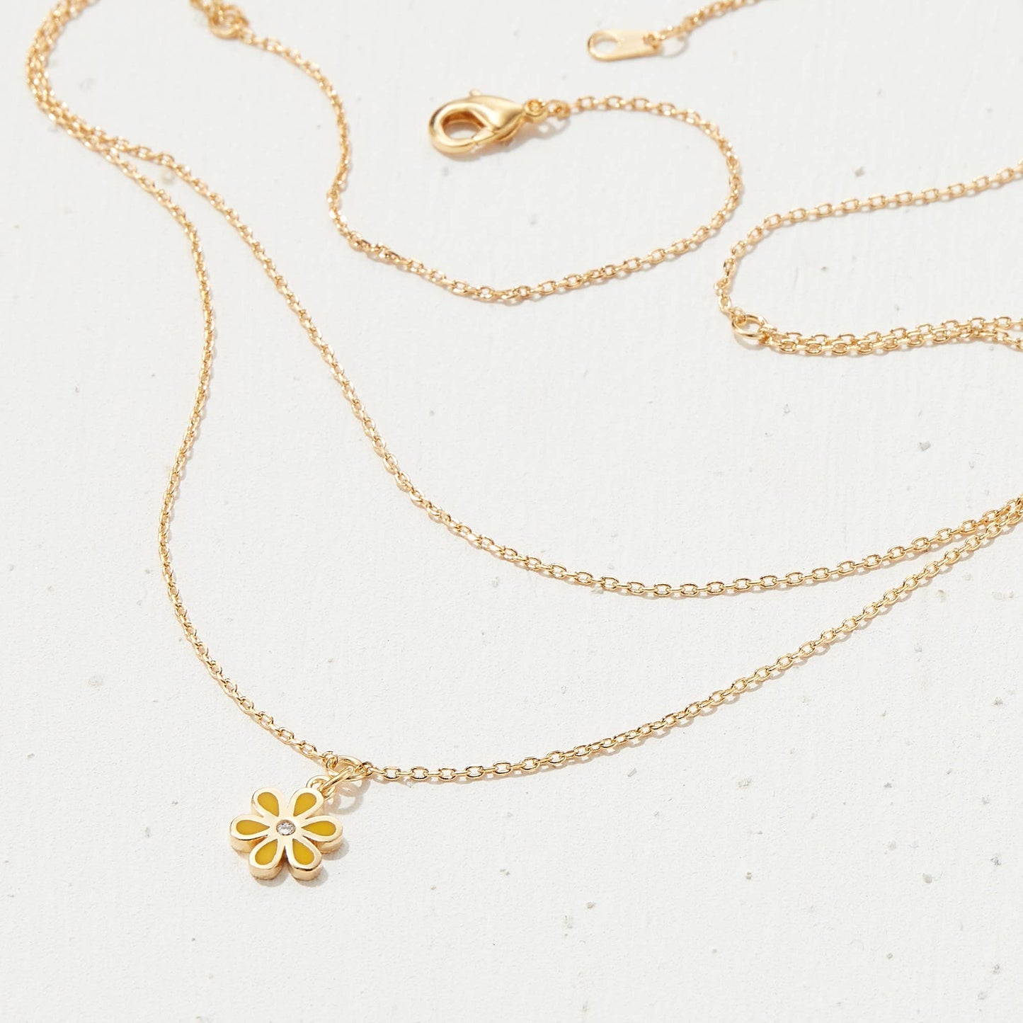 Gold Dipped Dainty Flower Pendant Layered Necklace
