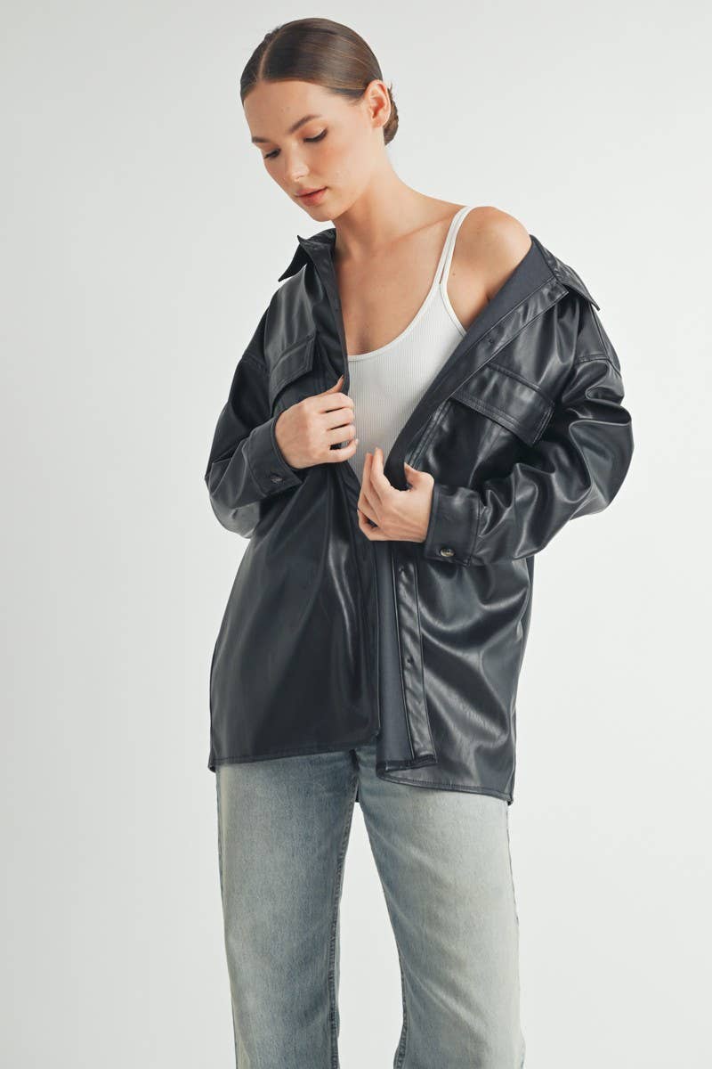 Akeley Faux Leather Oversize Jacket