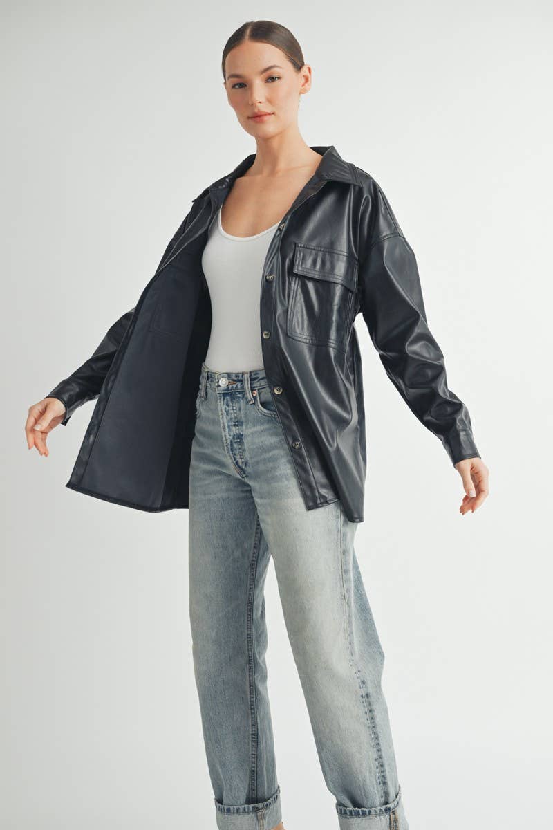 Akeley Faux Leather Oversize Jacket