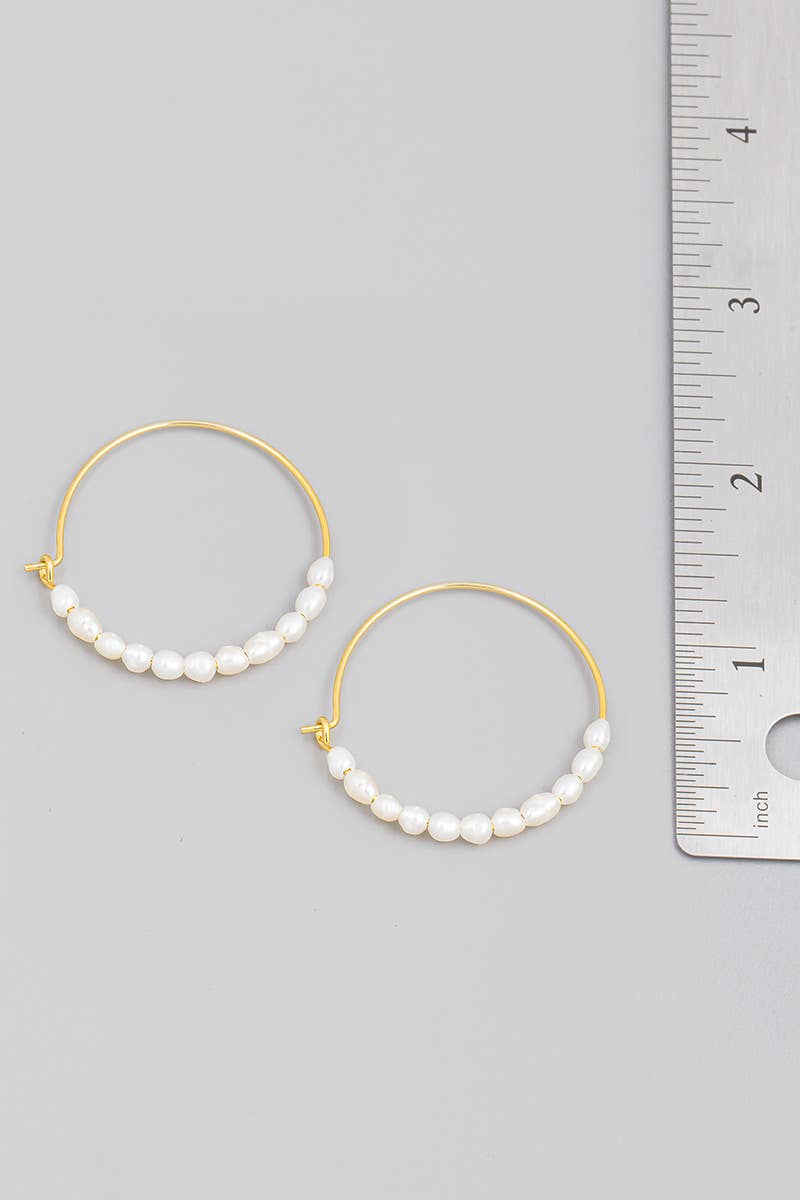 Pearl Beaded Hoop Earrings