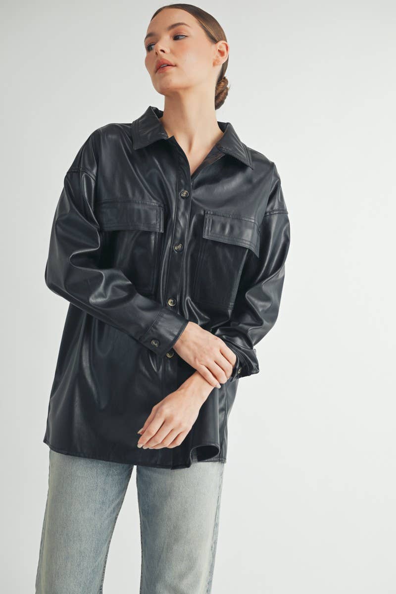 Akeley Faux Leather Oversize Jacket