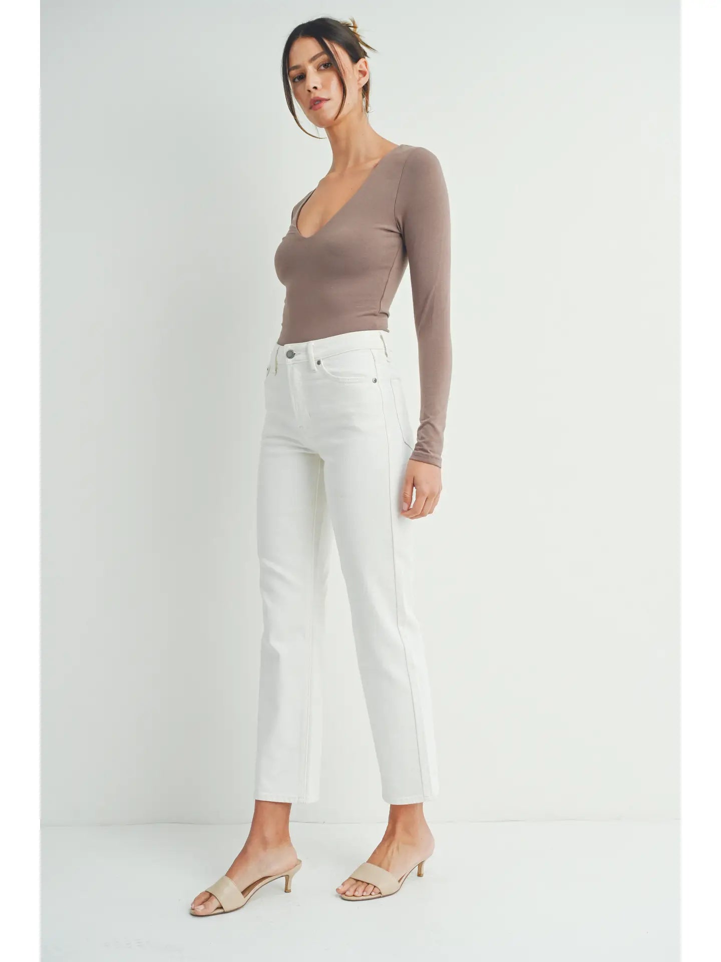 Pearly Clean Stretch Straight Jeans | Cream