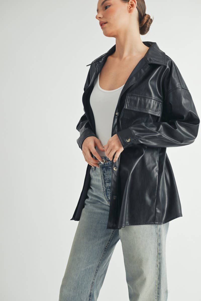 Akeley Faux Leather Oversize Jacket