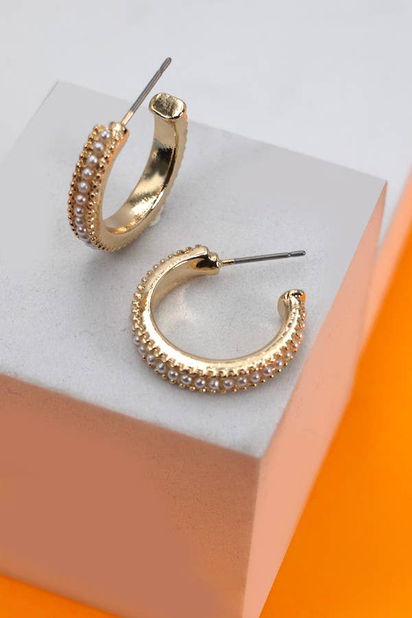 Pearl Studded Hoop Earrings