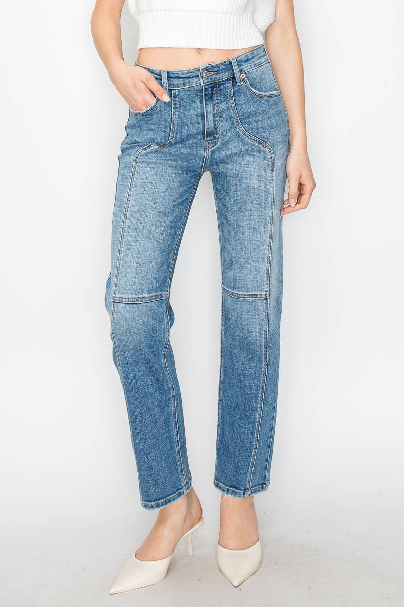 Detail Stitch High-Waisted Stretch Jeans