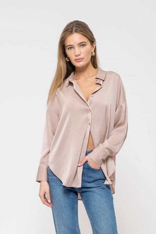 Eden Pinstripe Button-Down Top